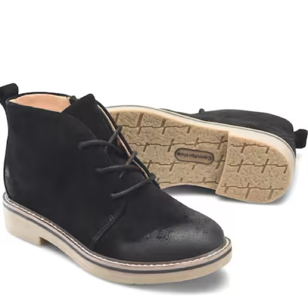 New!! Comfortiva Align Rebeca Full Suede Leather Size Zip Ankle Chuka Black Boot